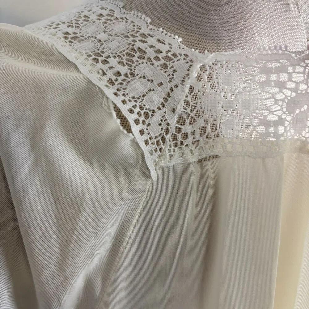 VTG 70's Figurfit NIght Gown Slip Maxi Long Lace Trim Flaw Size 2X - Picture 4 of 10